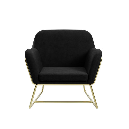 Soho Nordic Armchair Black Velvet & Brushed Gold - Skandi London