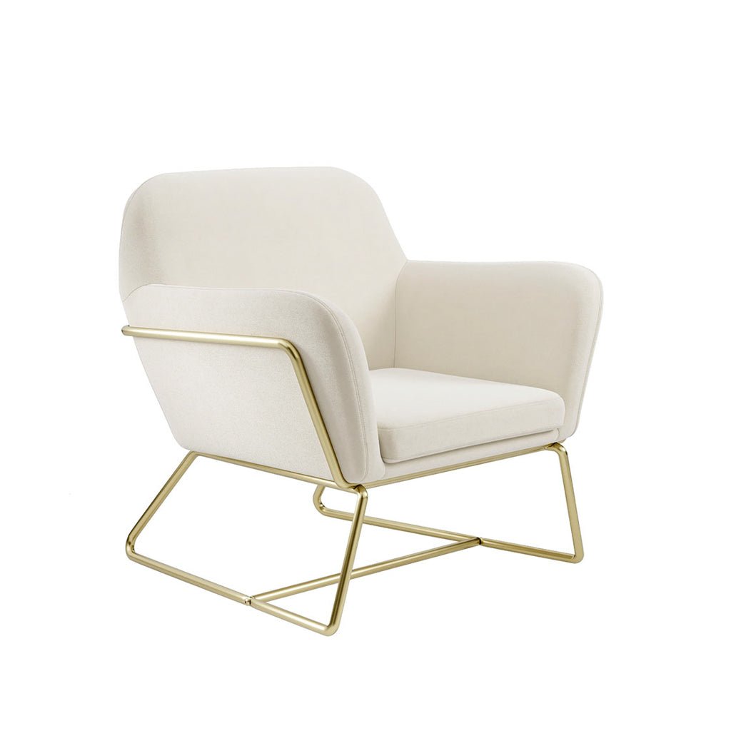 Soho Nordic Armchair Cream Velvet & Brushed Gold - Skandi London