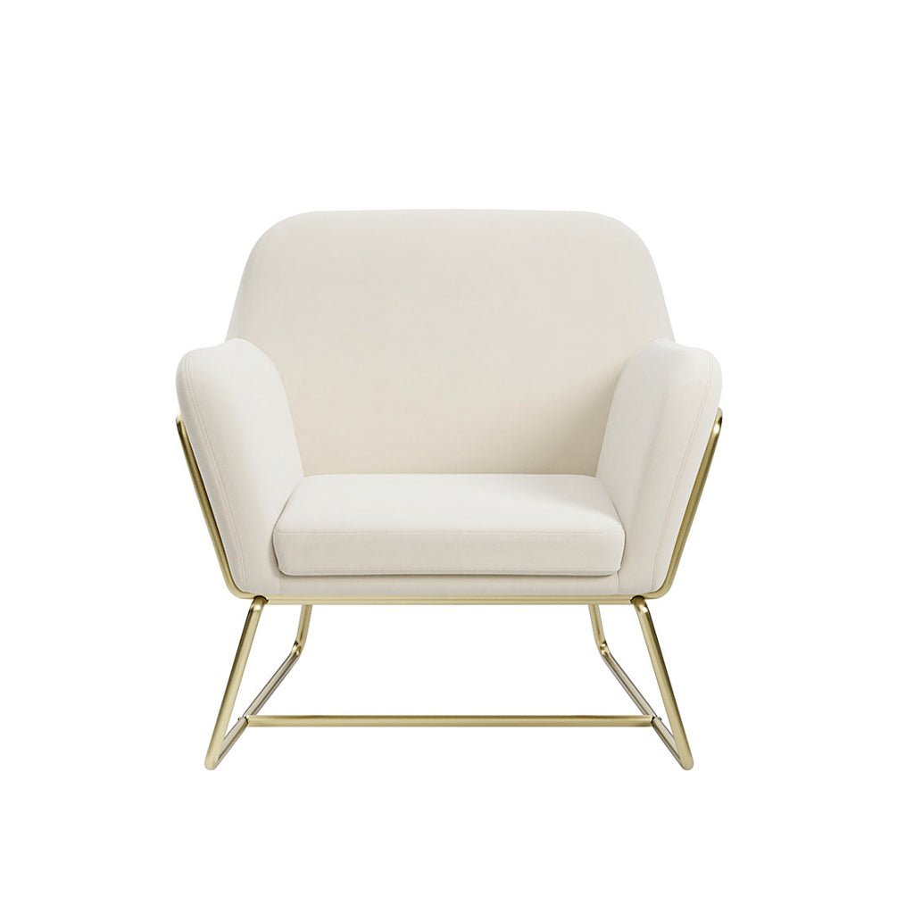 Soho Nordic Armchair Cream Velvet & Brushed Gold - Skandi London