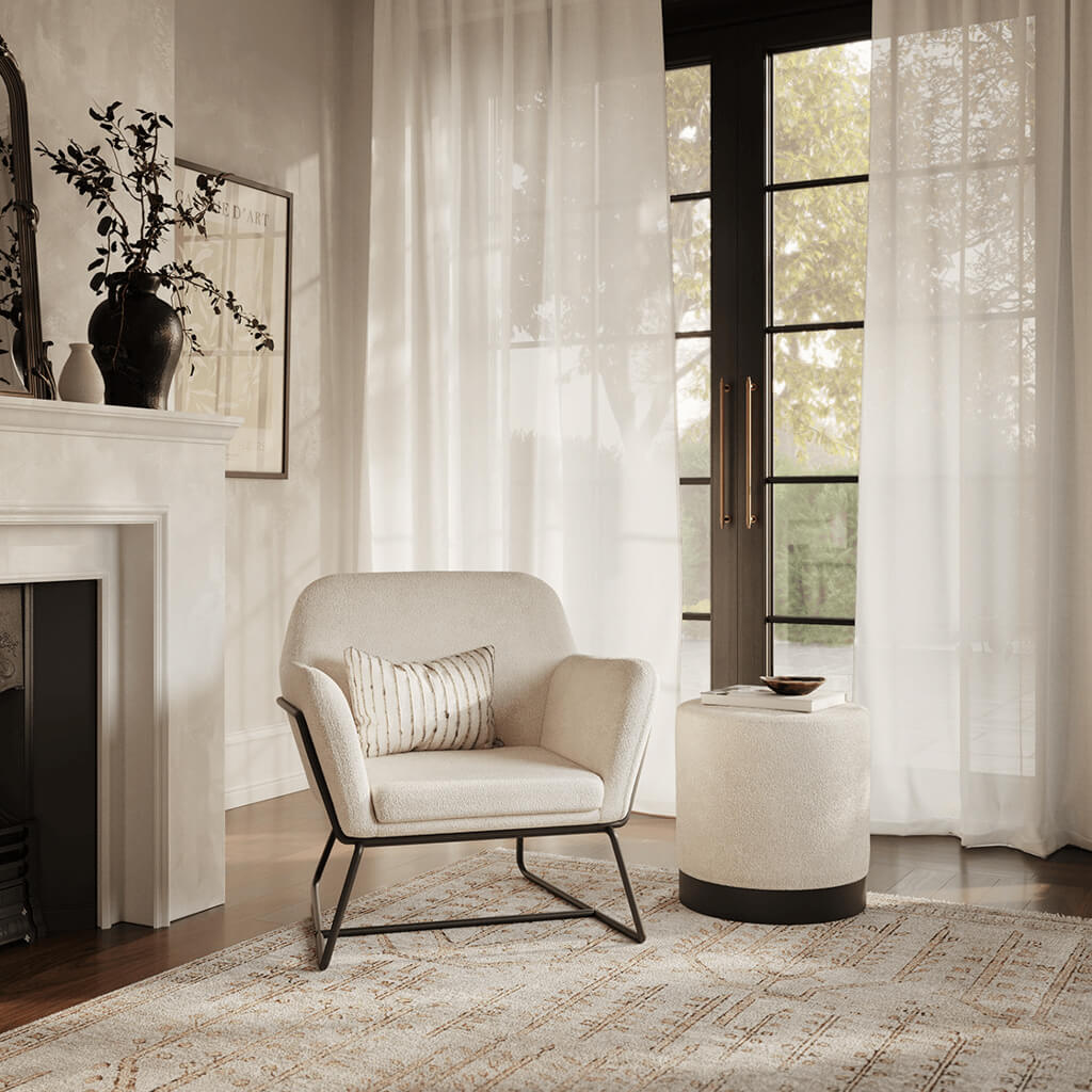 Soho Nordic Armchair Ivory Boucle & Matte Black - Skandi London