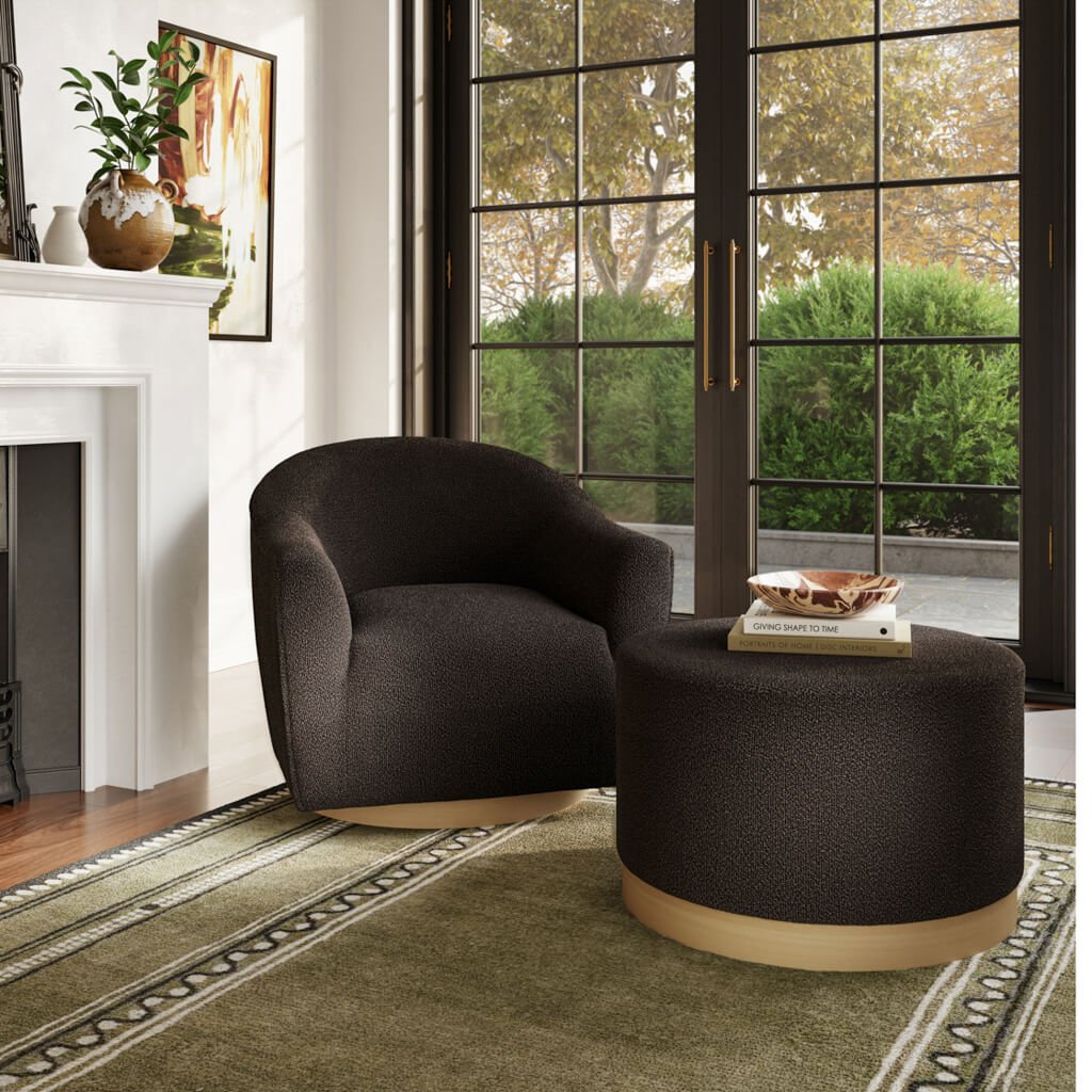 Soho Nordic Black & Natural Swivel Chair - Skandi London