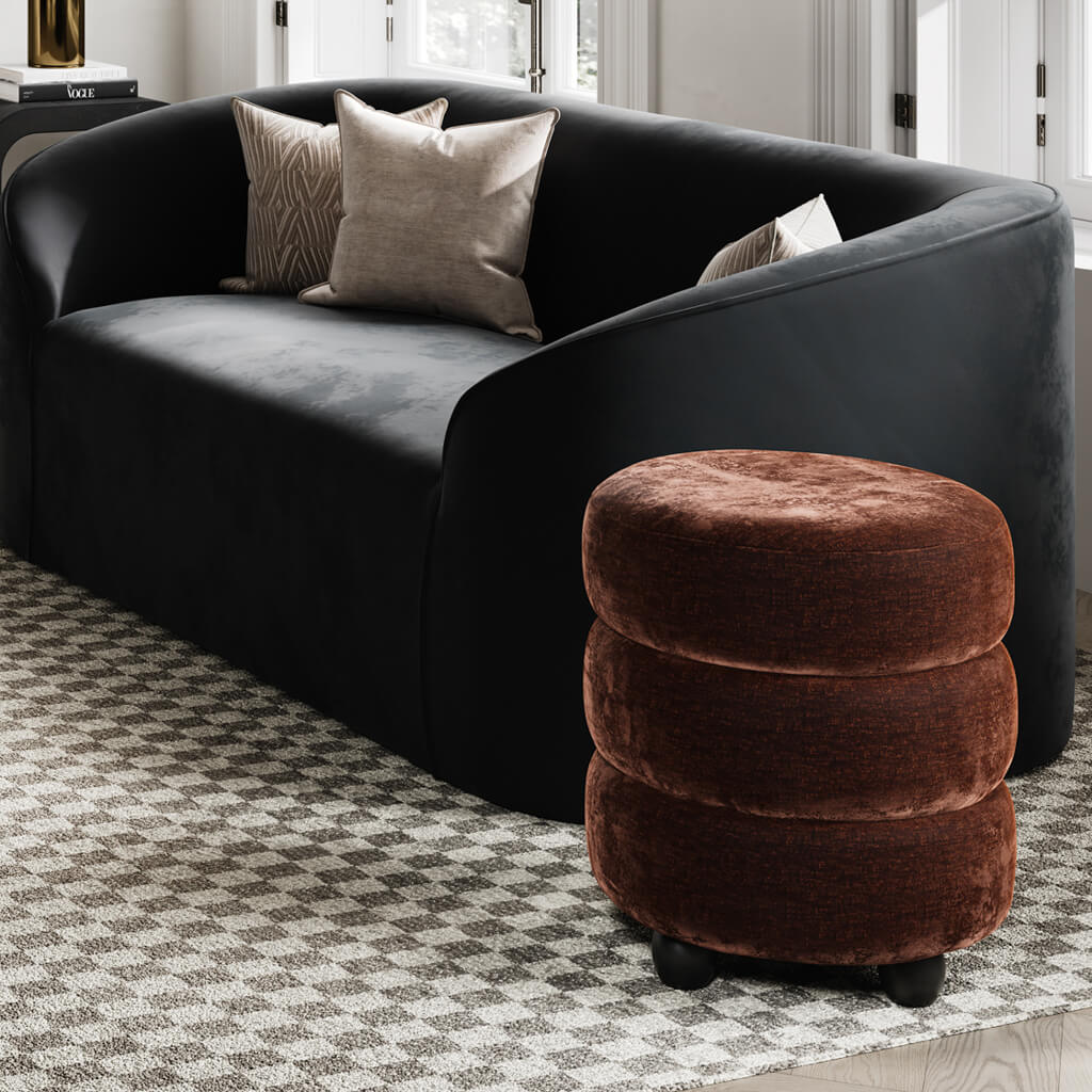 Nova Brandy & Black Pouffe - Skandi London