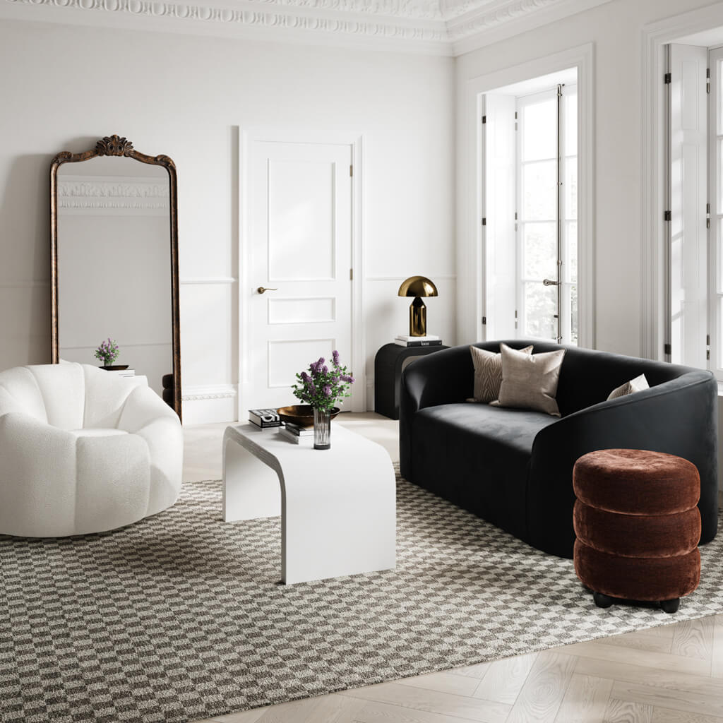 Nova Brandy & Black Pouffe - Skandi London