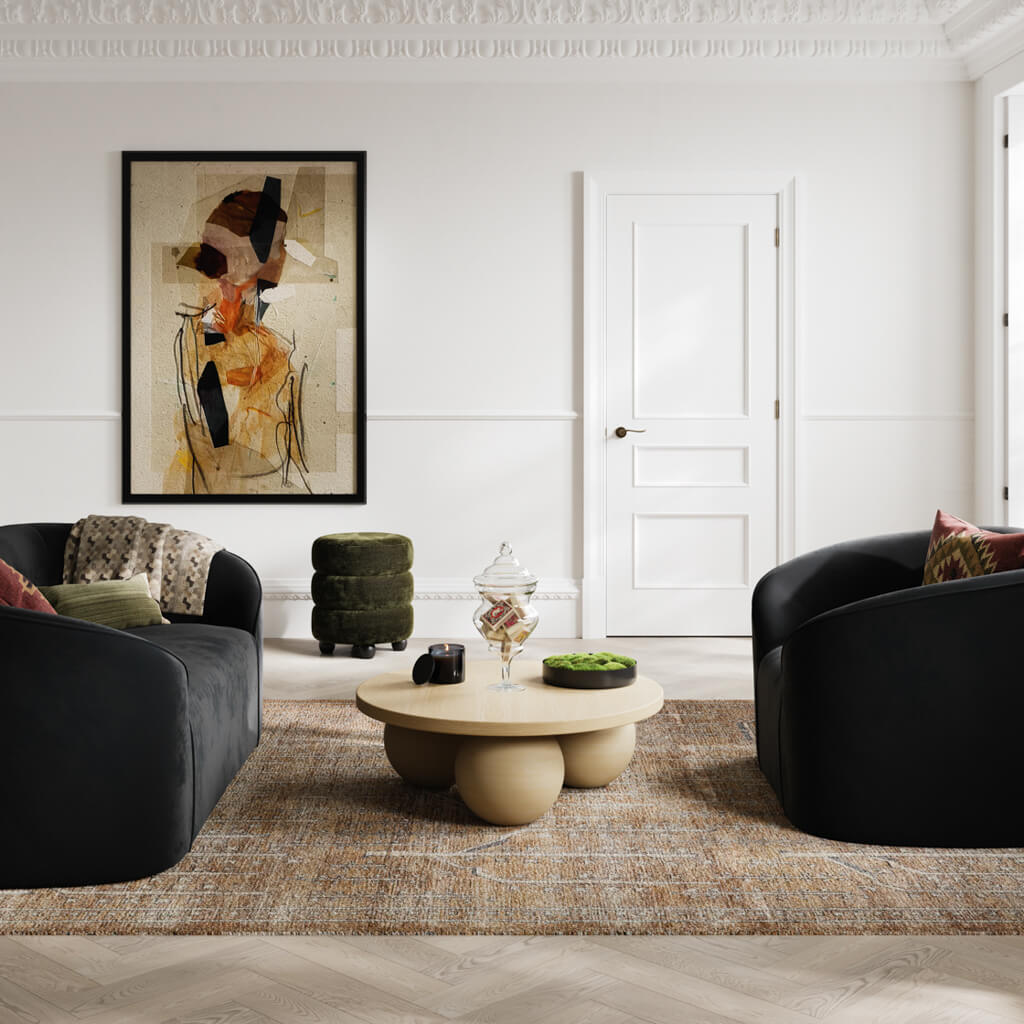 Nova Olive & Black Pouffe - Skandi London