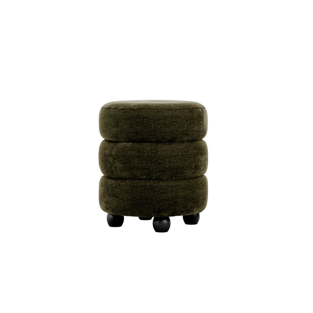 Nova Olive & Black Pouffe - Skandi London