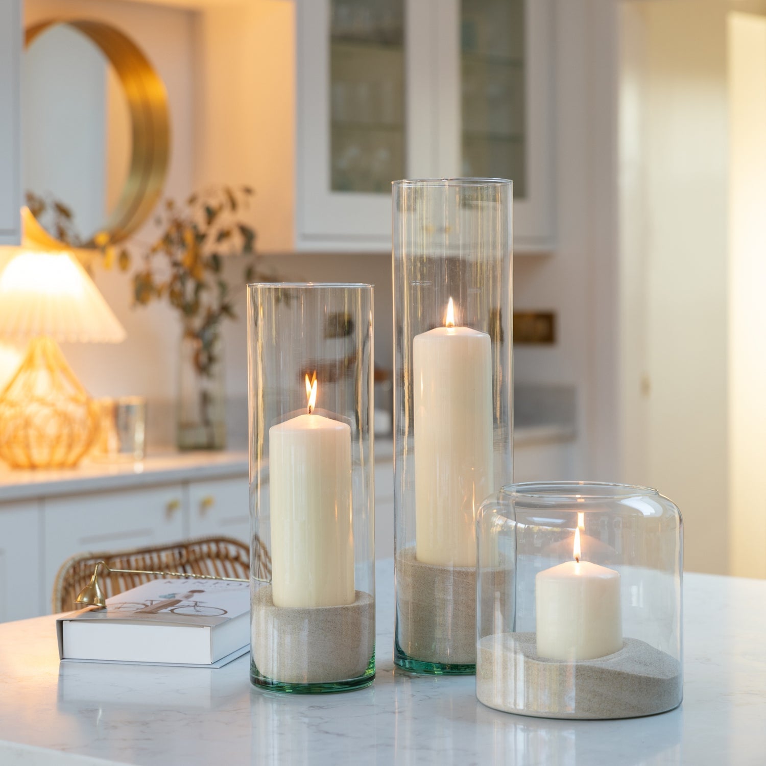 Espe Cylinder Lantern With Sand Large - Large - Skandi London