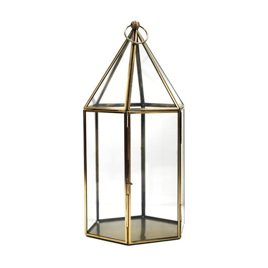 Glasshouse Terrarium Antique Brass H36cm W18cm - Skandi London