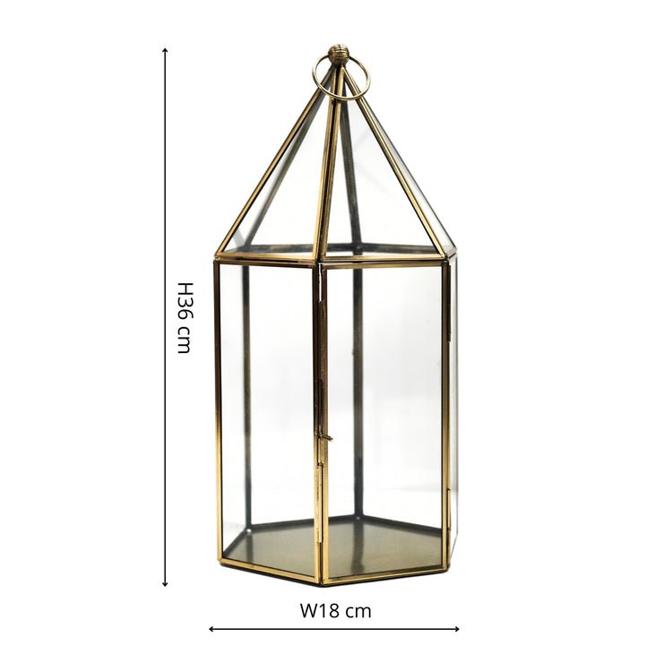 Glasshouse Terrarium Antique Brass H36cm W18cm - Skandi London
