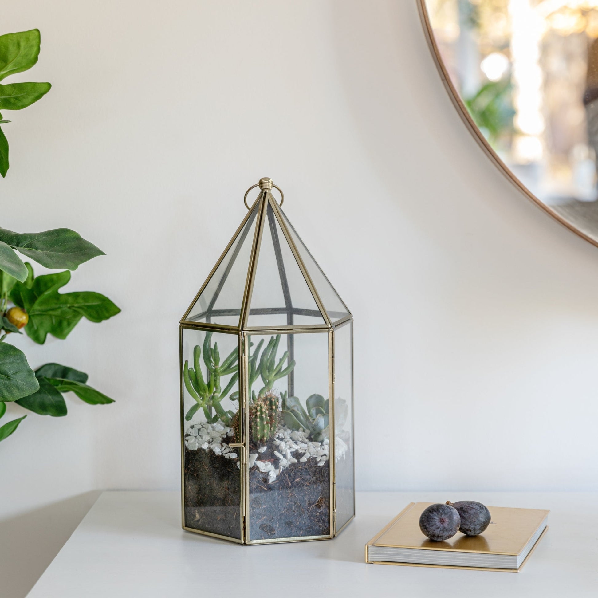 Glasshouse Terrarium Antique Brass H36cm W18cm - Skandi London