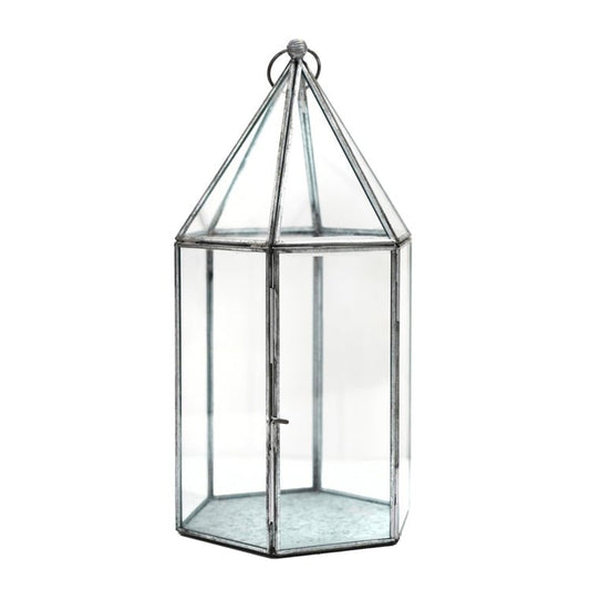 Glass House Terrarium Galvanised H36cm W18cm - Skandi London