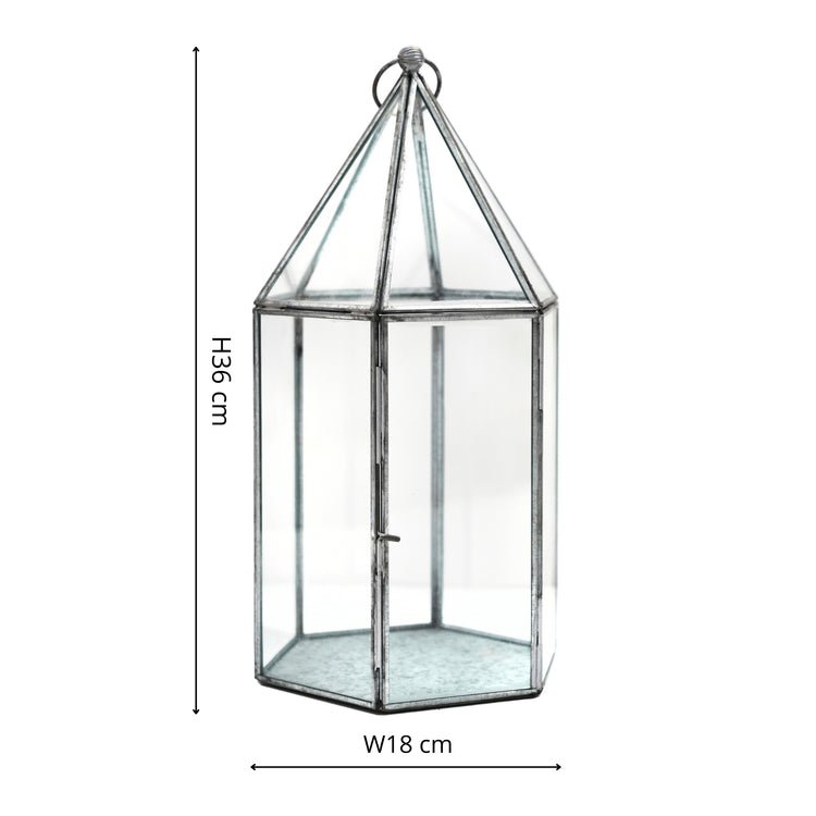 Glass House Terrarium Galvanised H36cm W18cm - Skandi London