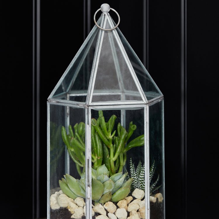 Glass House Terrarium Galvanised H36cm W18cm - Skandi London