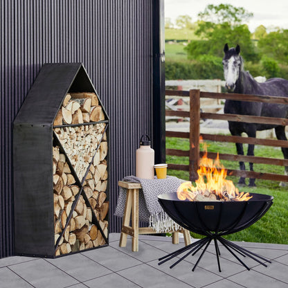 Outdoor Metal Vali Fire Pit in Black - Skandi London
