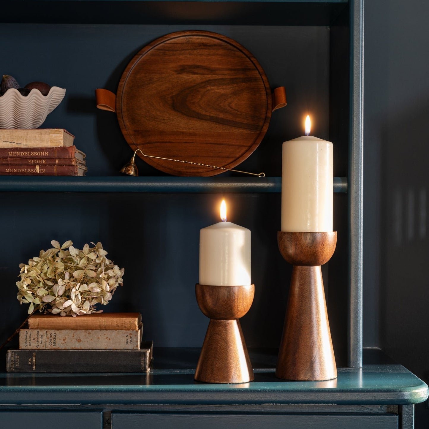 Ebeltoft Walnut Wooden Candle Holders - Skandi London