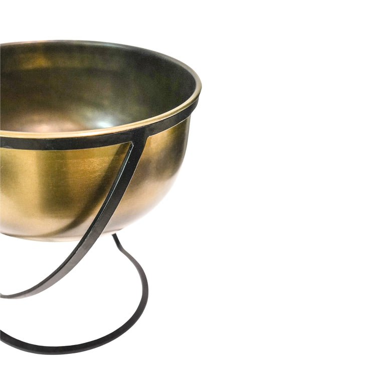 Indoor Kensington Brass Metal Round Planter on Stand H30Cm W28Cm - Skandi London
