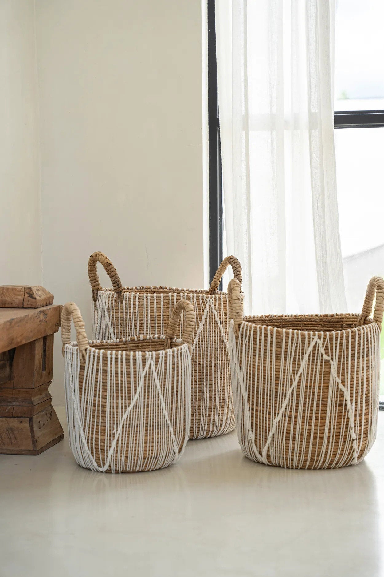 The Straight Stitched Macrame Basket - Small