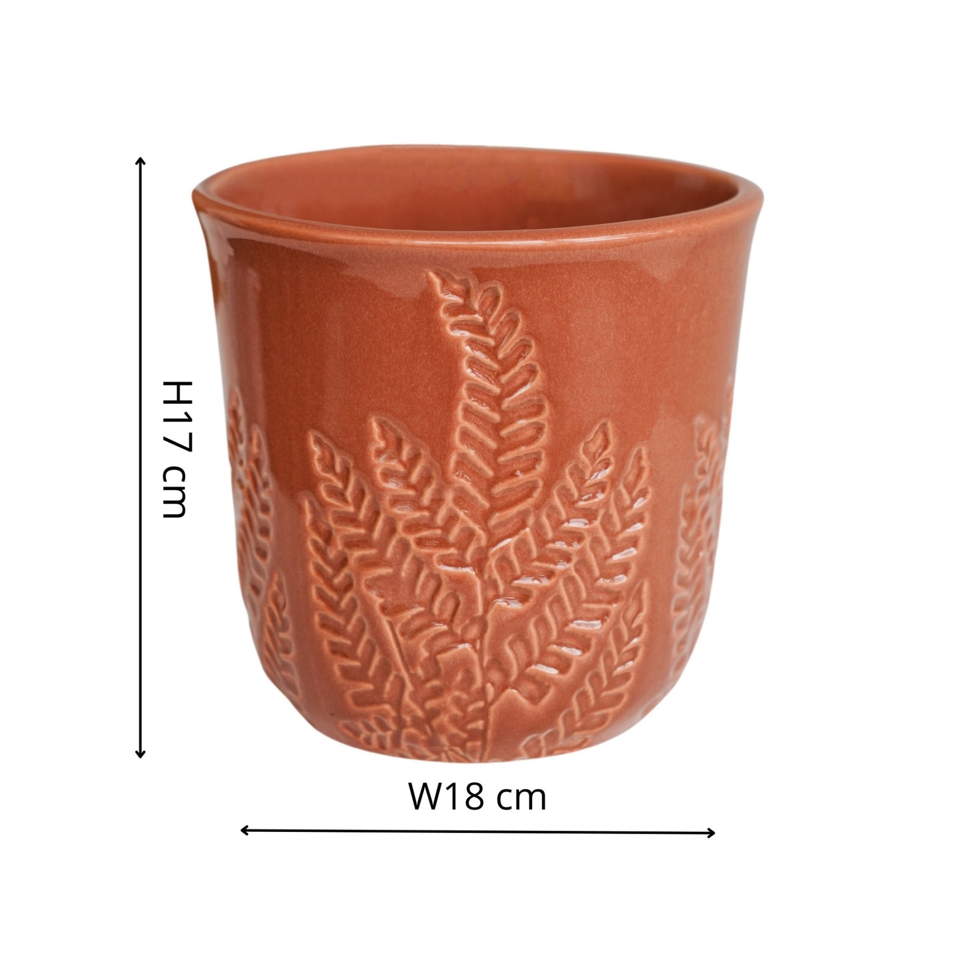 Skandi London Embossed Botanical Leaf Planter in Rust - Small - Skandi London