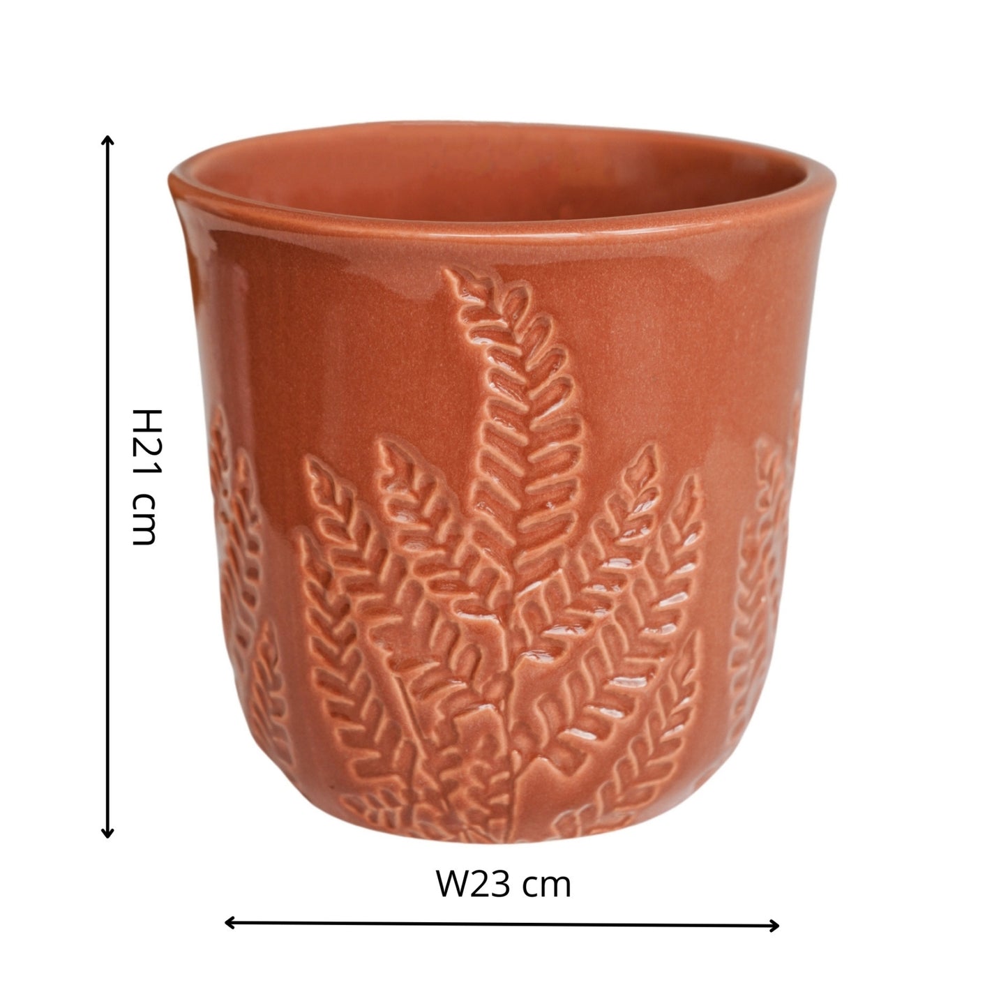 Skandi London Embossed Botanical Leaf Planter in Rust - Medium - Skandi London