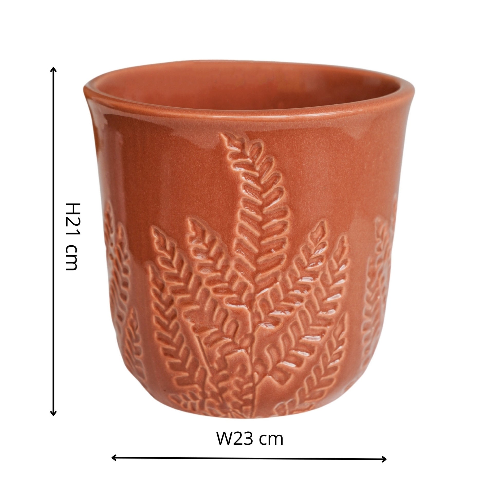 Skandi London Embossed Botanical Leaf Planter in Rust - Medium - Skandi London
