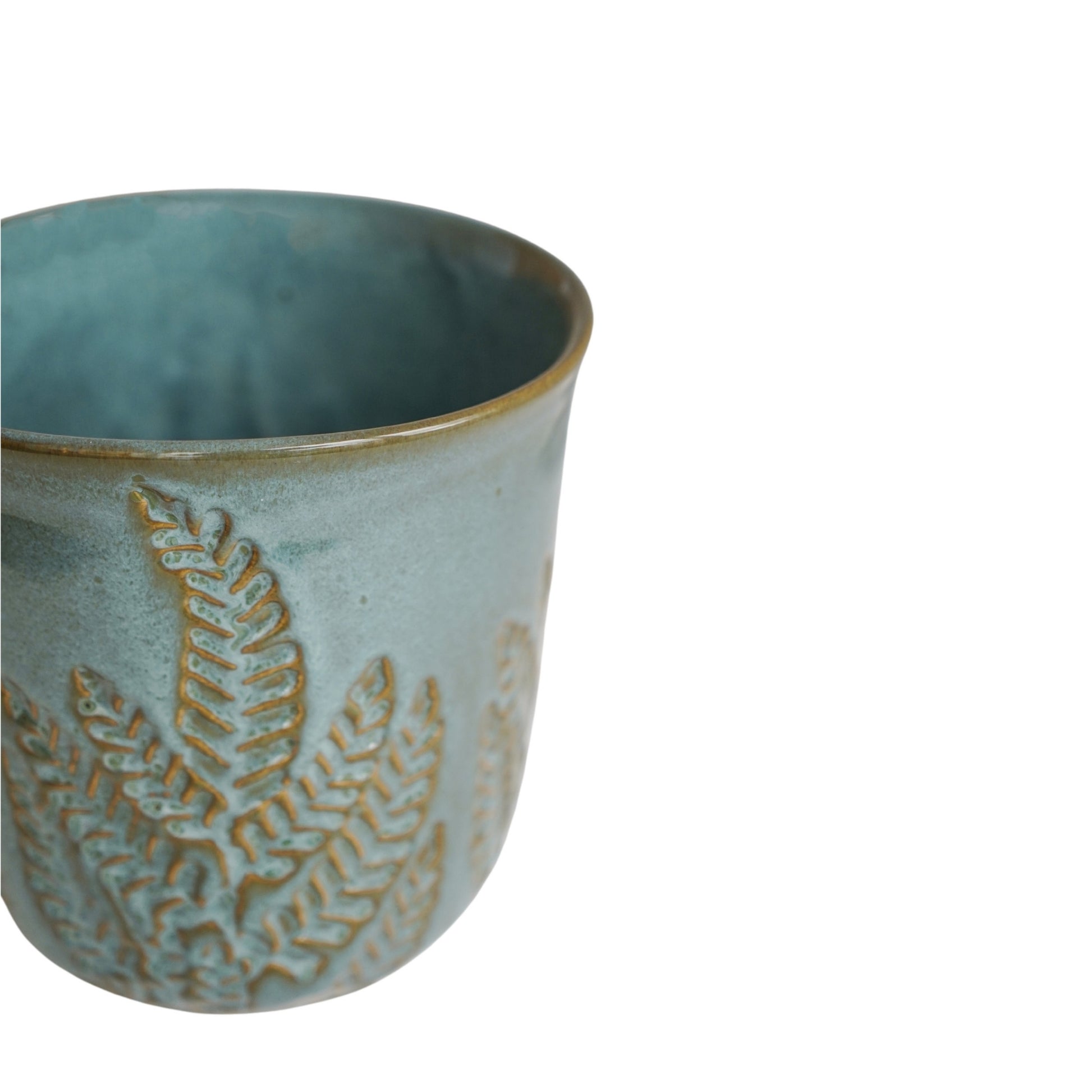 Skandi London Embossed Fern Teal Planter - Medium - Skandi London
