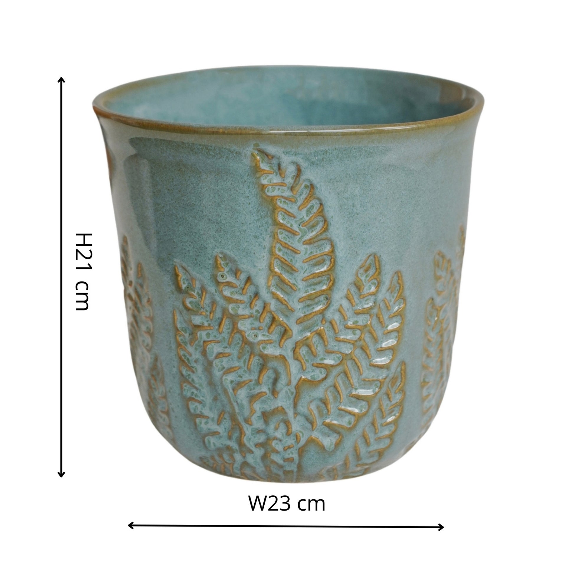 Skandi London Embossed Fern Teal Planter - Medium - Skandi London