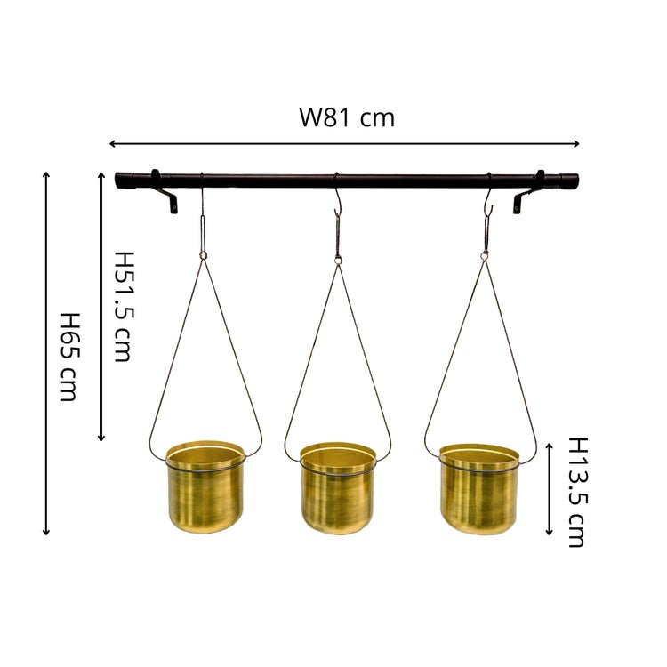 Linear Hanging Planters 81CM Black and Gold - Skandi London