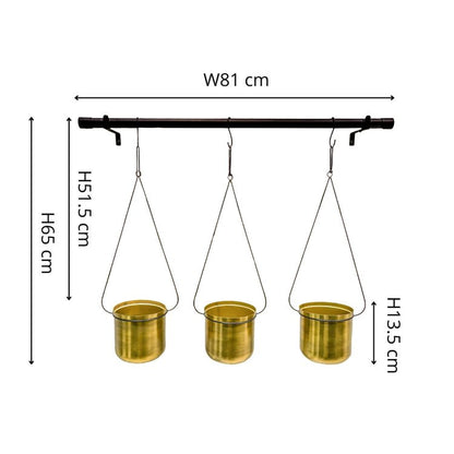 Linear Hanging Planters 81CM Black and Gold - Skandi London