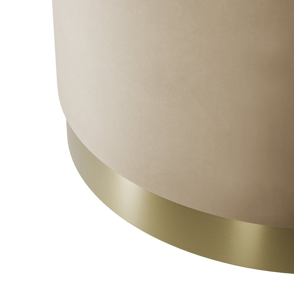 Soho Nordic Pouffe Beige Velvet & Brushed Gold Large - Skandi London