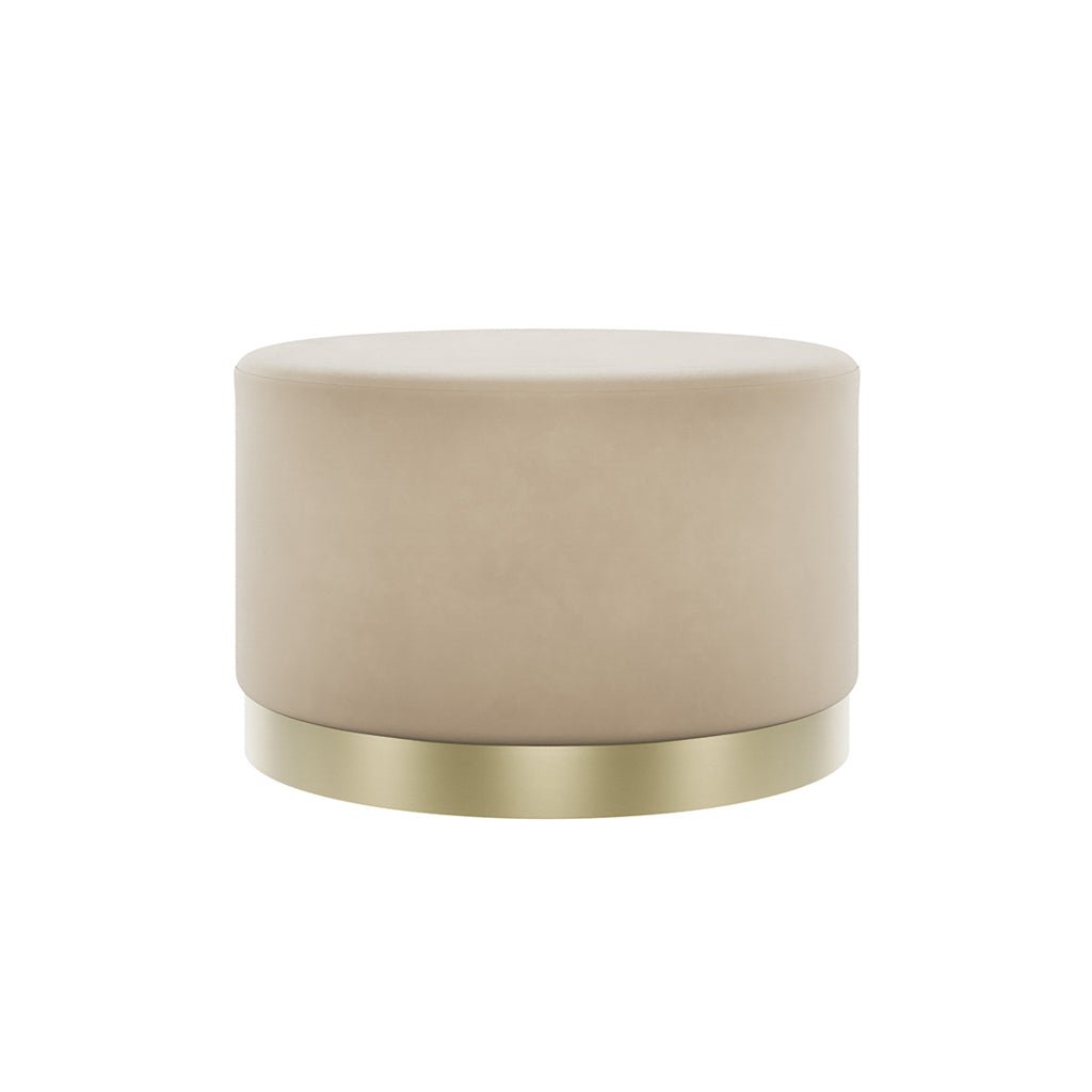 Soho Nordic Pouffe Beige Velvet & Brushed Gold Large - Skandi London