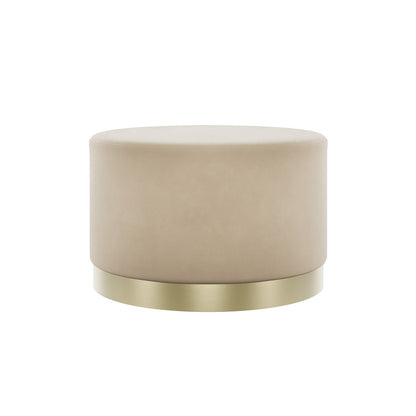 Soho Nordic Pouffe Beige Velvet & Brushed Gold Large - Skandi London