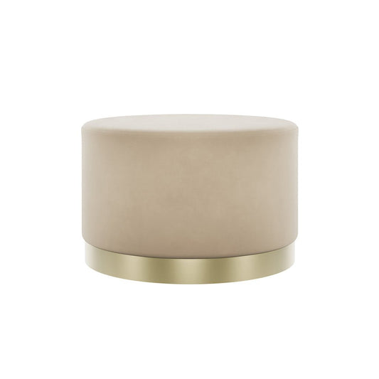 Soho Nordic Pouffe Beige Velvet & Brushed Gold Large - Skandi London
