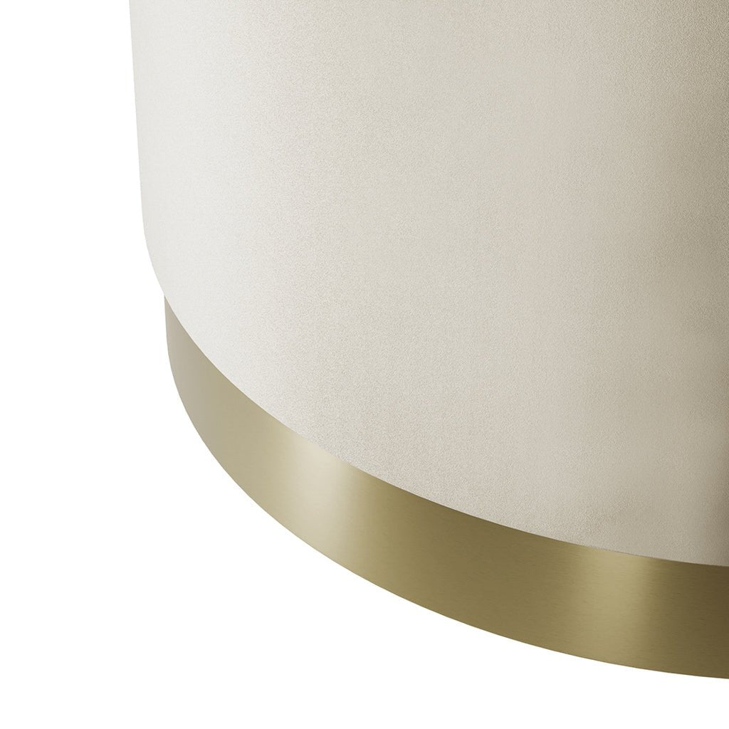 Soho Nordic Pouffe Cream Velvet & Brushed Gold Large - Skandi London