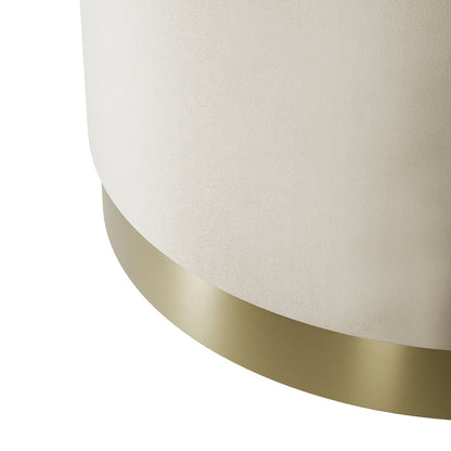 Soho Nordic Pouffe Cream Velvet & Brushed Gold Large - Skandi London