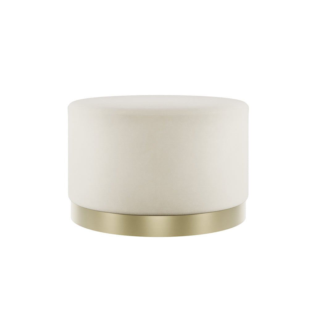 Soho Nordic Pouffe Cream Velvet & Brushed Gold Large - Skandi London
