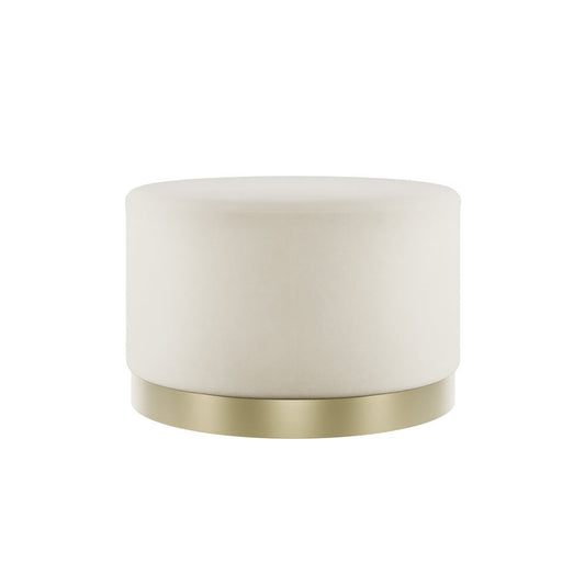 Soho Nordic Pouffe Cream Velvet & Brushed Gold Large - Skandi London
