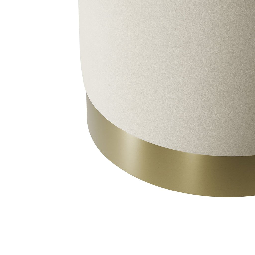 Soho Nordic Pouffe Cream Velvet & Brushed Gold Small - Skandi London