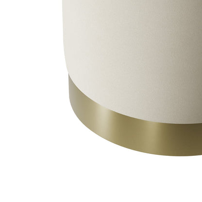 Soho Nordic Pouffe Cream Velvet & Brushed Gold Small - Skandi London