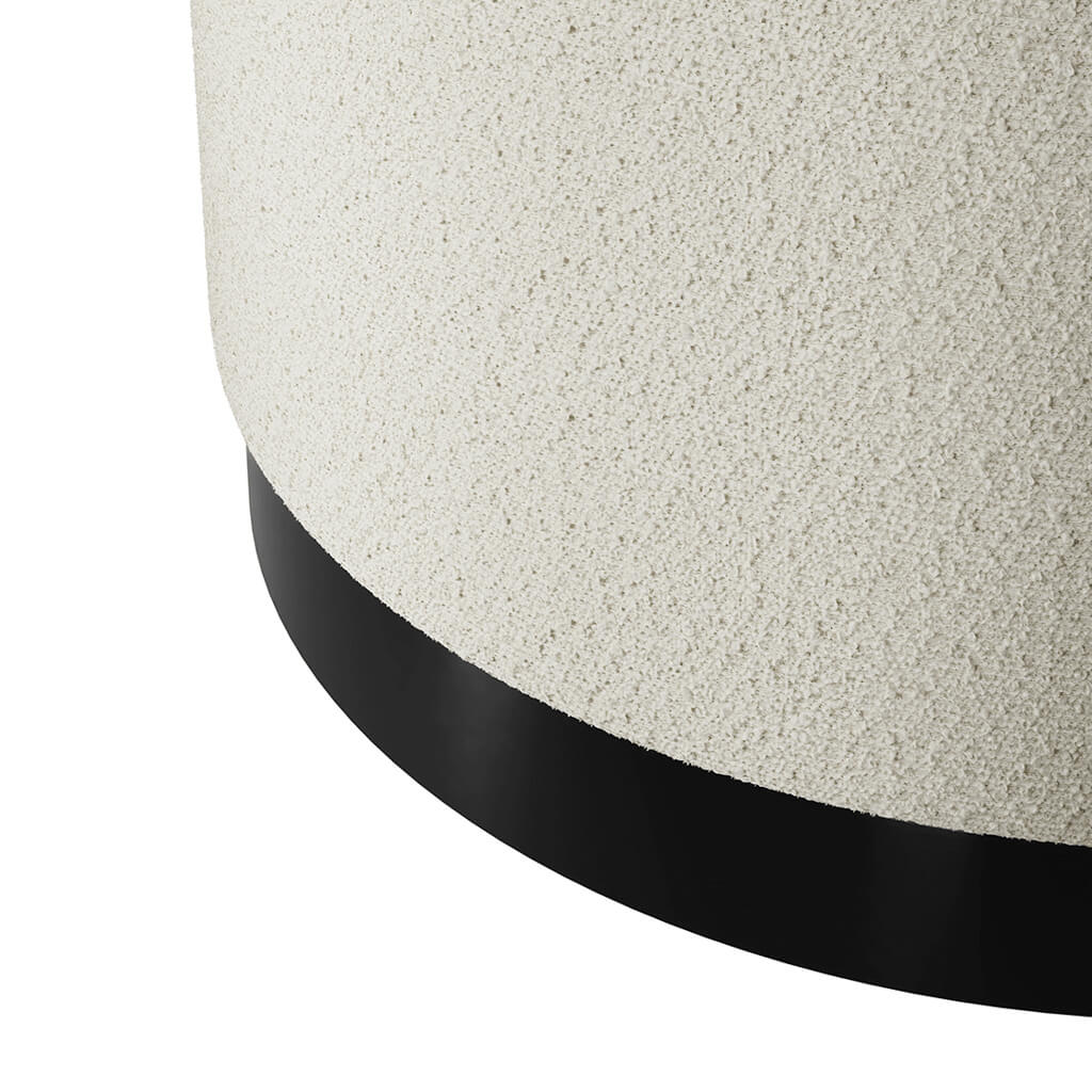 Soho Nordic Pouffe Ivory Boucle & Matte Black Large - Skandi London