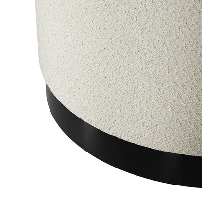 Soho Nordic Pouffe Ivory Boucle & Matte Black Large - Skandi London