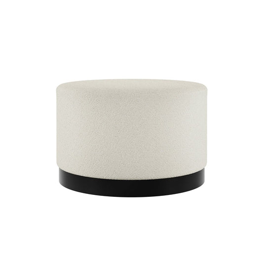 Soho Nordic Pouffe Ivory Boucle & Matte Black Large - Skandi London
