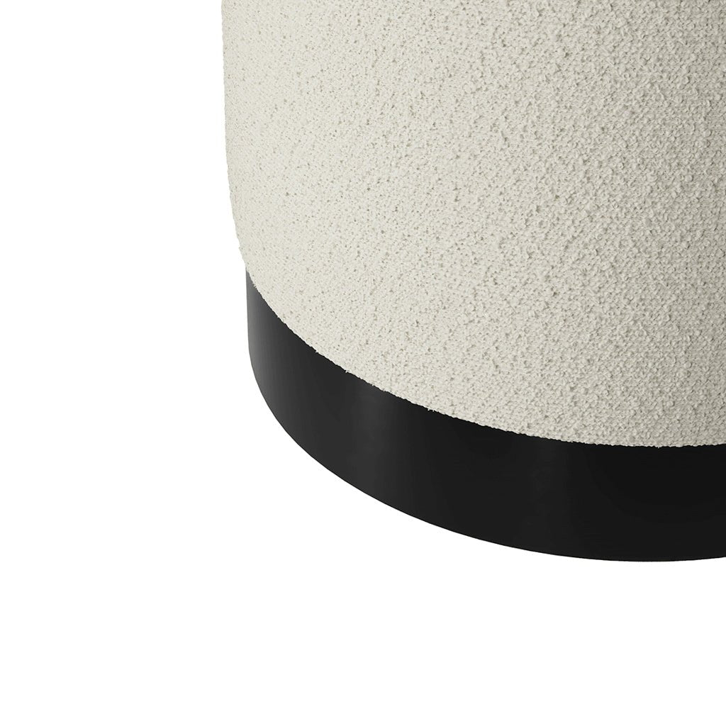 Soho Nordic Pouffe Ivory Boucle & Matte Black Small - Skandi London