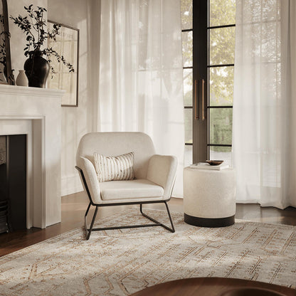 Soho Nordic Pouffe Ivory Boucle & Matte Black Small - Skandi London