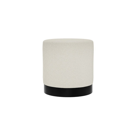 Soho Nordic Pouffe Ivory Boucle & Matte Black Small - Skandi London