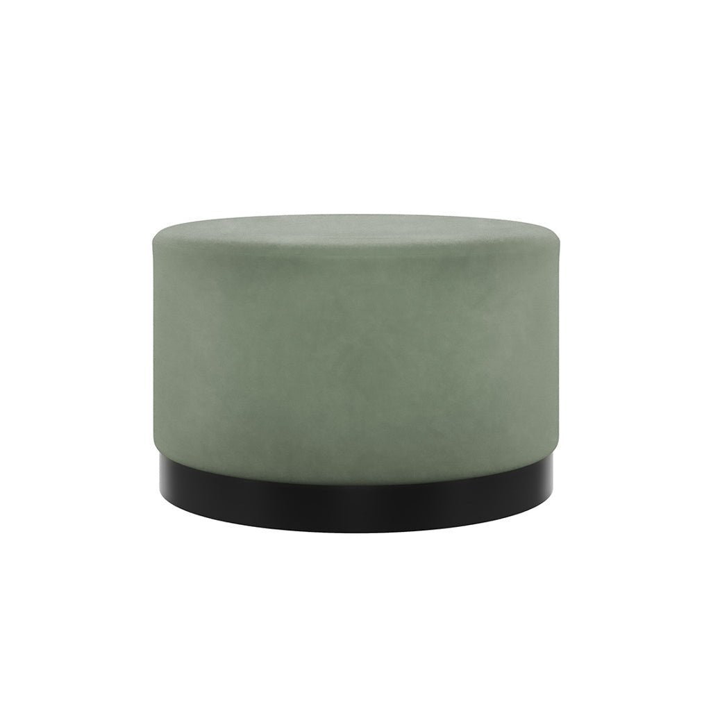 Soho Nordic Pouffe Sage Velvet & Matte Black Large - Skandi London