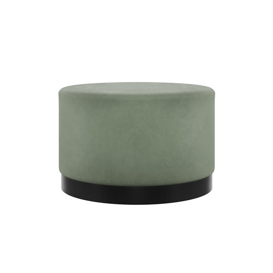 Soho Nordic Pouffe Sage Velvet & Matte Black Large - Skandi London