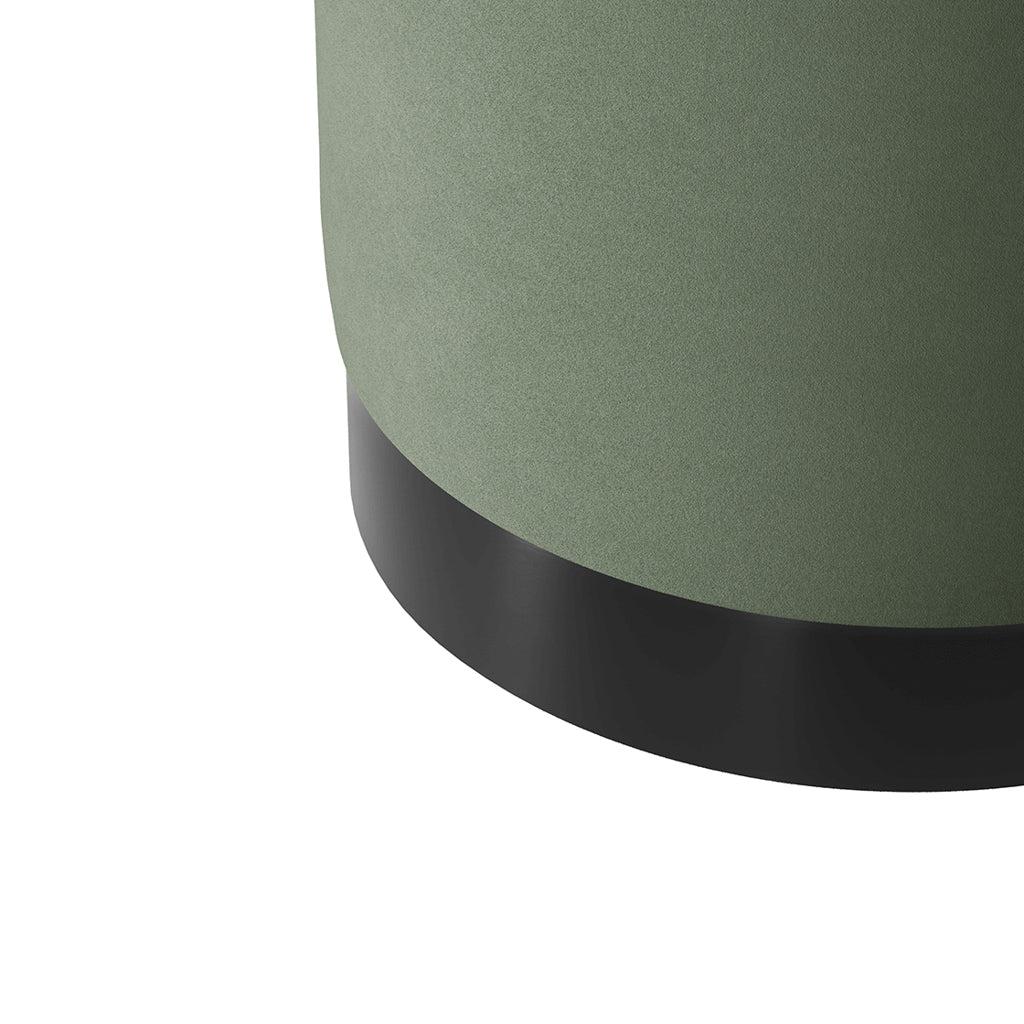 Soho Nordic Pouffe Sage Velvet & Matte Black Small - Skandi London