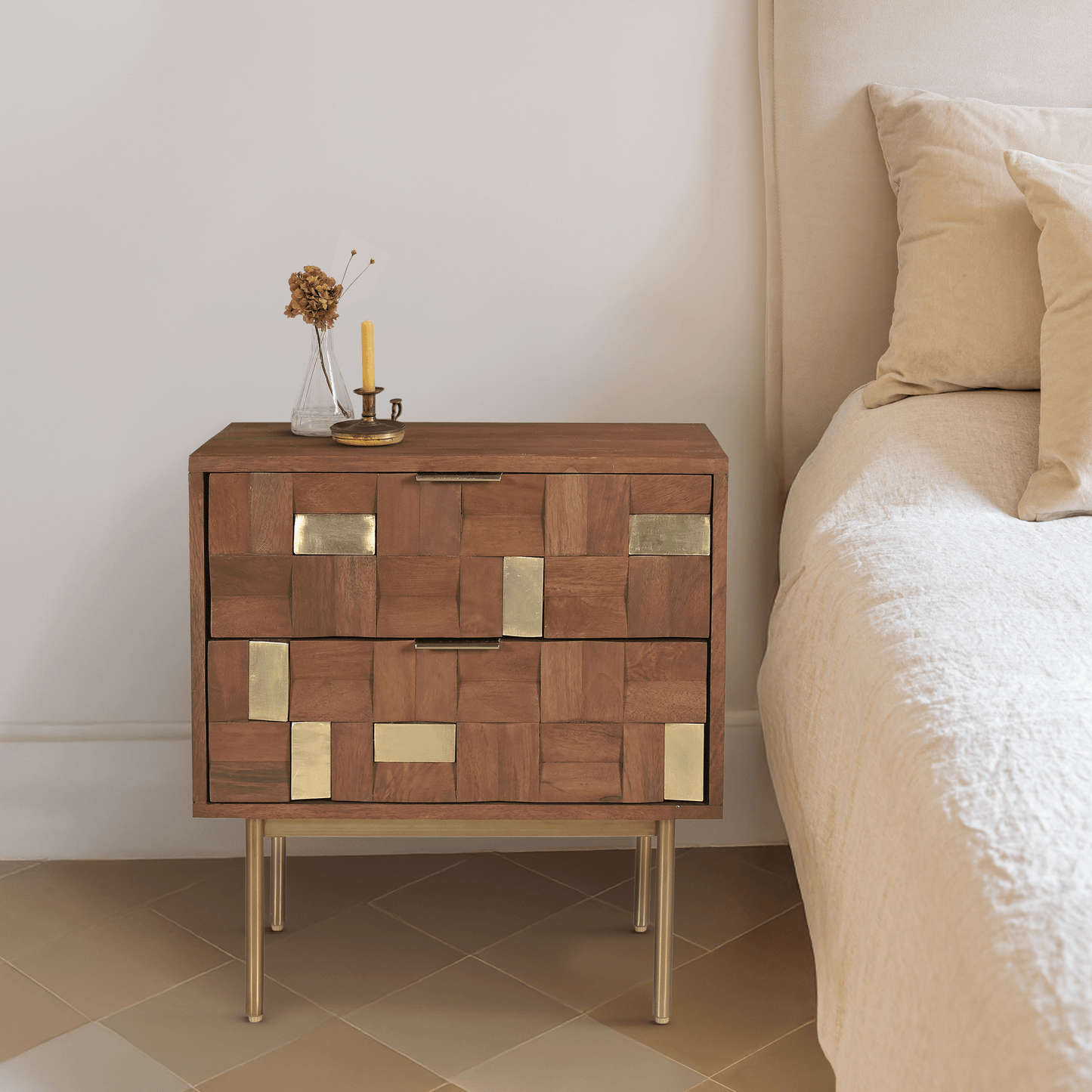 Barnes Two Drawer Side Table - Skandi London