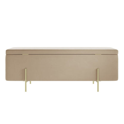 Soho Nordic Storage Ottoman Beige Velet & Brushed Gold - Skandi London