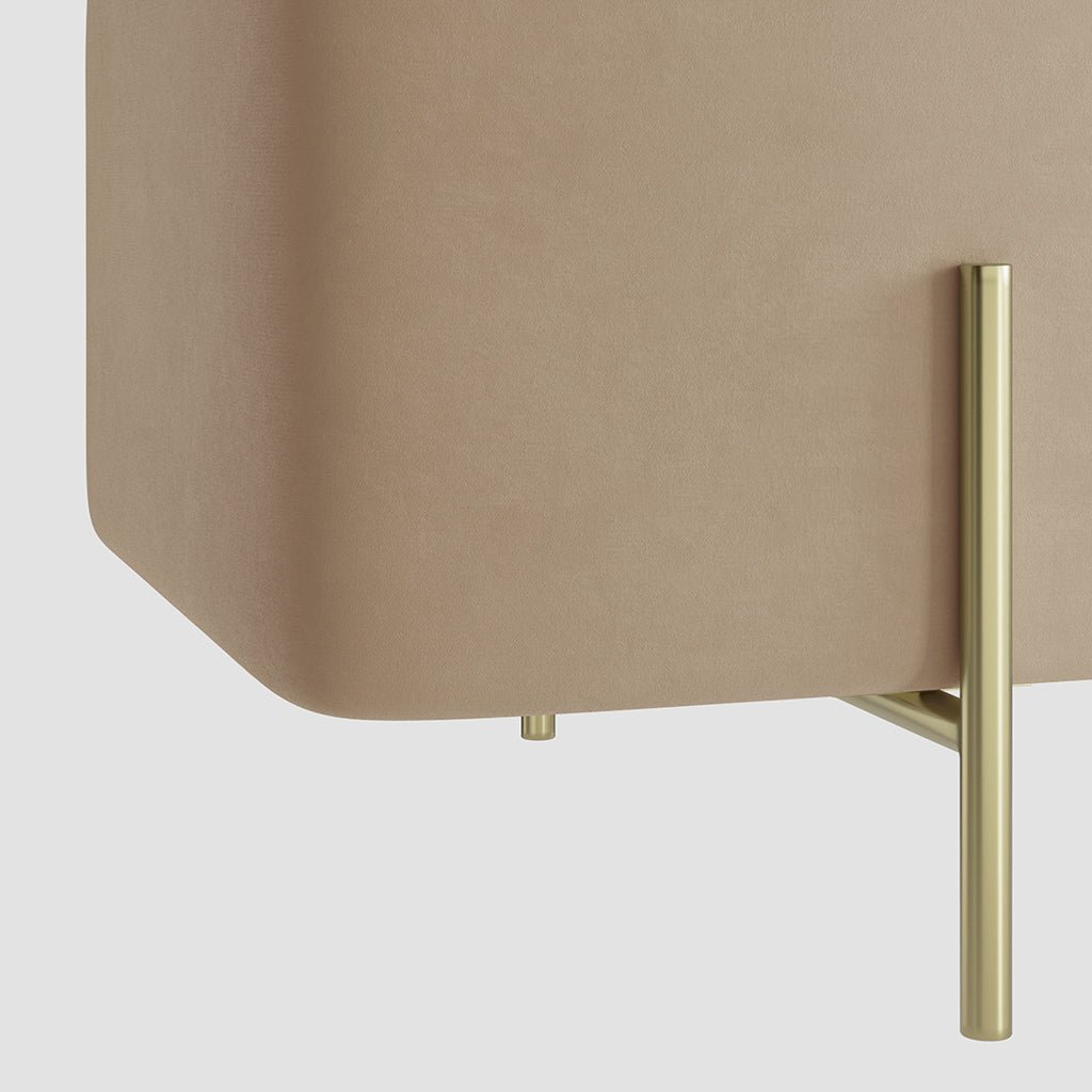 Soho Nordic Storage Ottoman Beige Velet & Brushed Gold - Skandi London