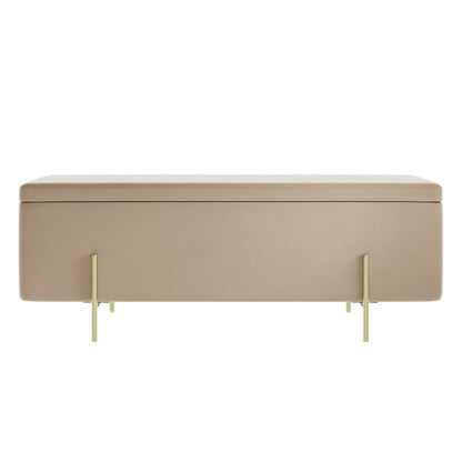 Soho Nordic Storage Ottoman Beige Velet & Brushed Gold - Skandi London